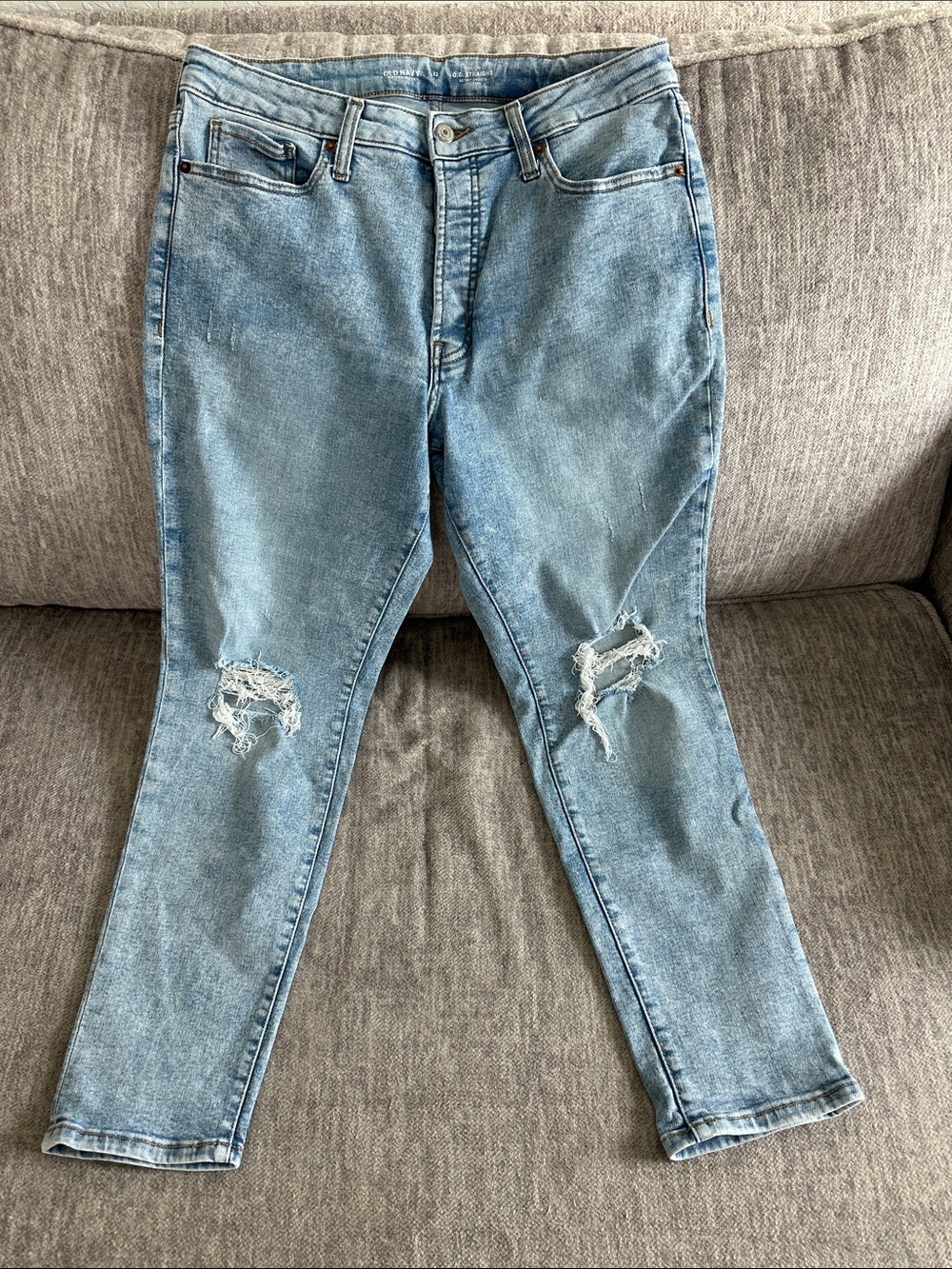 Old Navy O.G. Light Blue Straight Leg Distressed Jeans